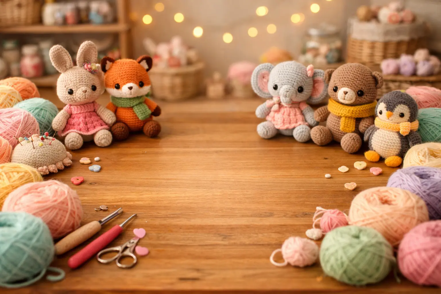 Taller artesanal de amigurumis hechos a mano con lanas y figuras de animales
